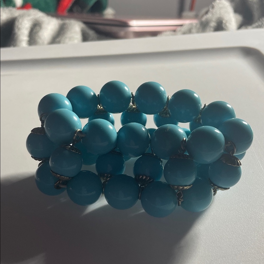 Turquoise Beaded Stretch Bracelet - Women Jewelry
